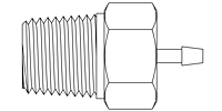 Precision Metal Orifices - Adapter, Barb x NPT Thread  - Line Drawing