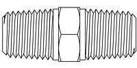 Precision Metal Orifice Pipe Hex Nipple, Type E, >20 - Line Drawing