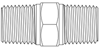 Precision Metal Orifice Pipe Hex Nipple, Type B, <21 - Line Drawing