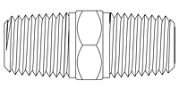 Check Valves, Ball Type - 1/4" NPT Nipple - Line Drawing
