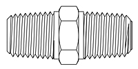 Miniature In-Line Screens - NPT Hex Nipple - Line Drawing