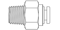 Precision Metal Orifices - Push-On Tube Adapters, 1/4" NPT x Tube - Line Drawing