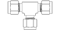 Precision Metal Orifices - Compression Fittings, Tube Union Tee - Line Drawing