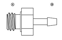 Miniature Stainless Steel Fittings - Barb Adapters - Line Drawing