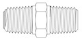 Miniature In-Line Screens - NPT Hex Nipple - Line Drawing