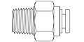 Precision Metal Orifices - Push-On Tube Adapters, 1/4" NPT x Tube - Line Drawing