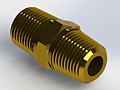 Precision Metal Orifice Pipe Hex Nipple, Type V, Brass - Isometric View