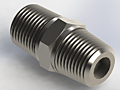 Precision Metal Orifice Pipe Hex Nipple, Type V, Stainless Steel - Isometric View