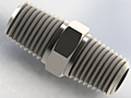 Precision Metal Orifice Pipe Hex Nipple, Type E, Stainless Steel, >20 - Isometric View